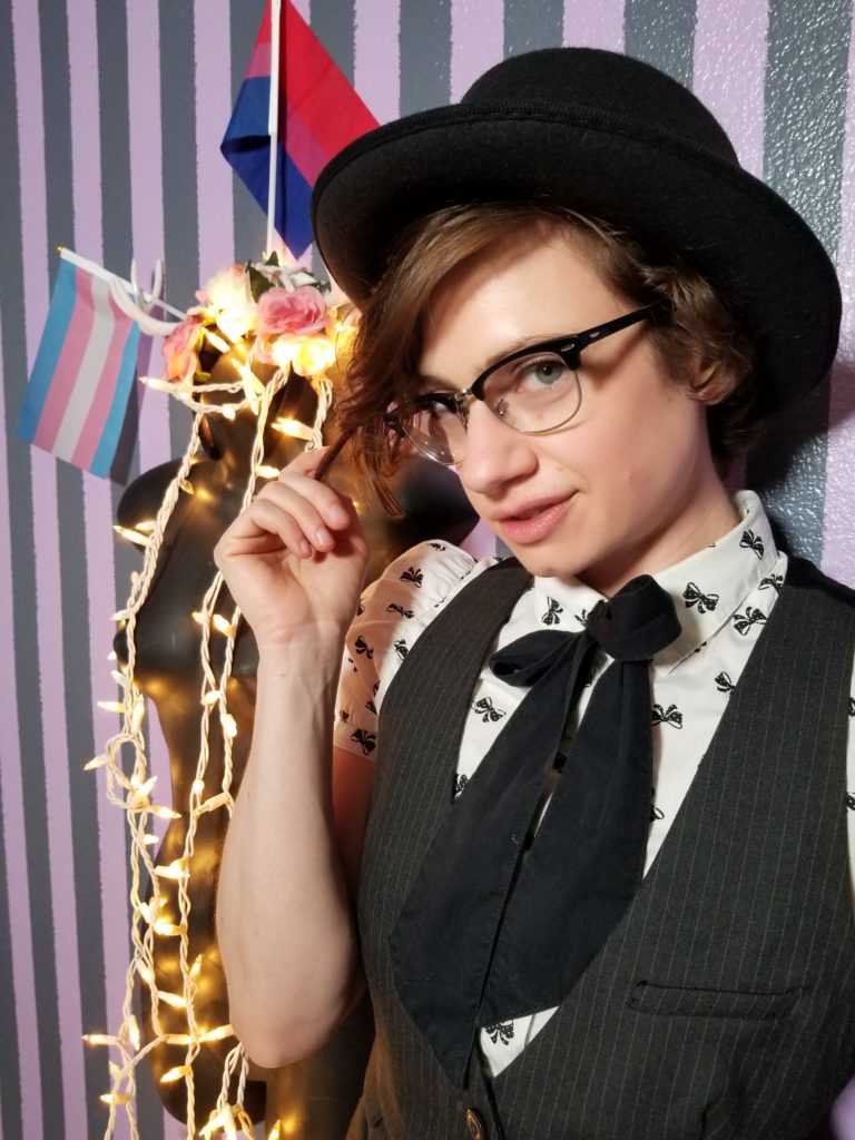 Jack Grimm dressed for Ryan Cassata's music video "Gender Binary (Fuck You)"